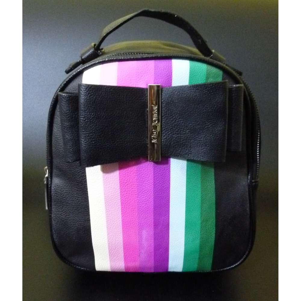 BETSEY JOHNSON ~ Black Striped Women's Mini Backpack ~ Read Listing